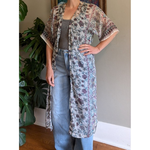 Melrose and Market Other - Melrose & Market Sheer Kimono Duster Sheer Boho Floral Festival Resort Vacation